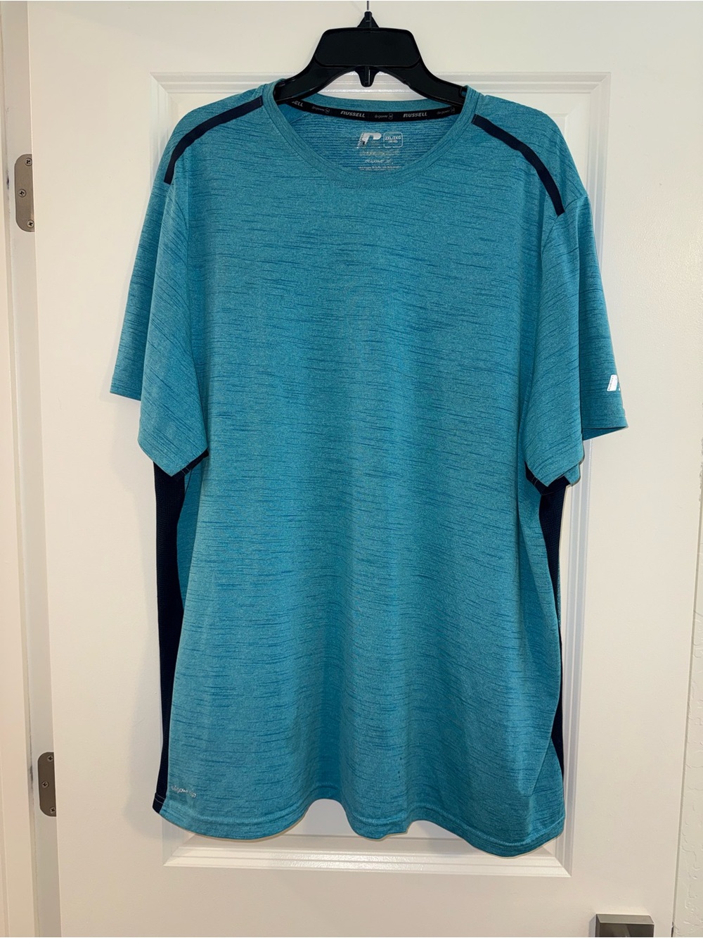 Russell Athletic Teal Short-Sleeve Performance Tee with Navy Accents